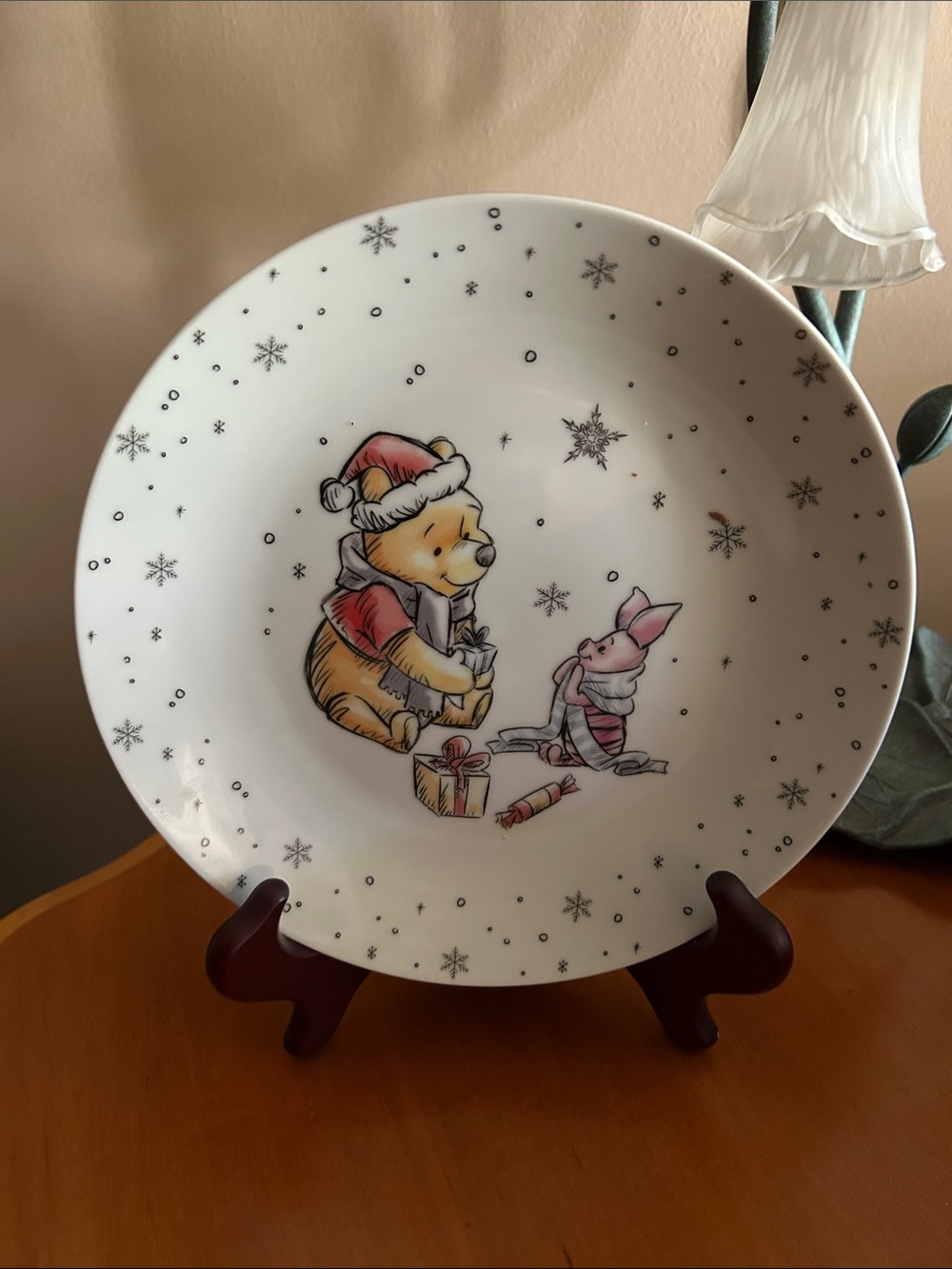 Holiday Winnie the Pooh & Piglet Salad Plate - White